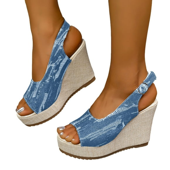 IUJSOY Womens Sandals Peep Toe Wedge Heels Platform Pumps Shoes Slingback Heels Dress Shoes Size 8