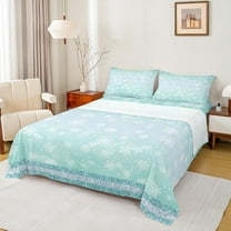 Castle Fairy Christmas Snowflakes 4-Piece Full Size Sheets,Bling Glitter Bed Sheets,Gradient Ombre Lightweight Sheet Sets,Luxury Teenagers Bedroom Decor