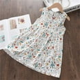 thumbnail image 2 of Baby Flower Girl Dress Casual Princess Sleeveless Floral Print Kids Cotton Beach Trendy Cute Girls Summer Dress White 1-2 Years, 2 of 3