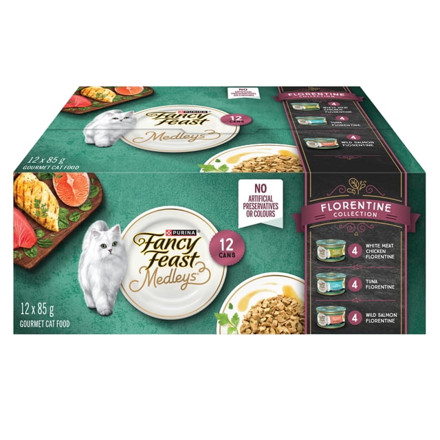 Fancy Feast Medleys Collection Florentine en Sauce, Nourriture Humide pour Chats 85 g x 12