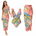 thumbnail image 2 of Lolmot Women's One Piece Swimsuit with Beach Cover up Lace Up Wrap Skirt Retro Floral Print Bikini Set Two Piece Bathing Suit, 2 of 5