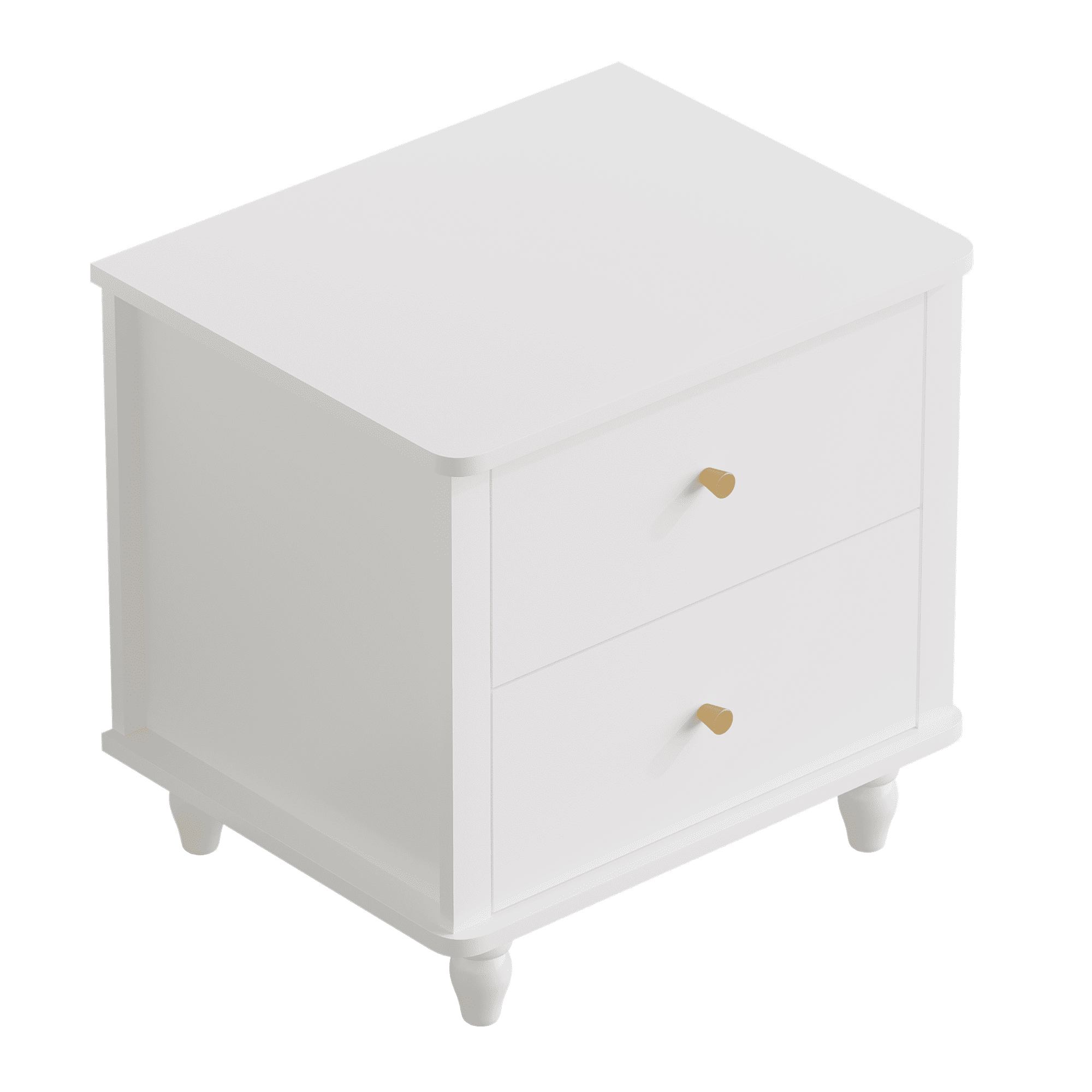 Leumius 2-Drawer Nightstand,Modern Bedside Table with Round Knobs,Small End Table for Bedroom/Living Room/Kids Room,White