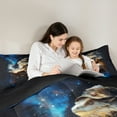 thumbnail image 4 of Manfei Magic Lizard Animal Bedding Comforter Set 7pcs for Kid, Glitter Stars Starry Sky Queen Bedding Sets, Fairy Tale Reversible Queen Sheet Sets, Luxury Bedroom Decor, 4 of 7