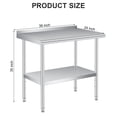 thumbnail image 3 of Kojooin Table de Traiteur en Acier Inoxydable, Table de Travail Commerciale 36 x 24 Po avec Tablette Réglable, 3 of 7