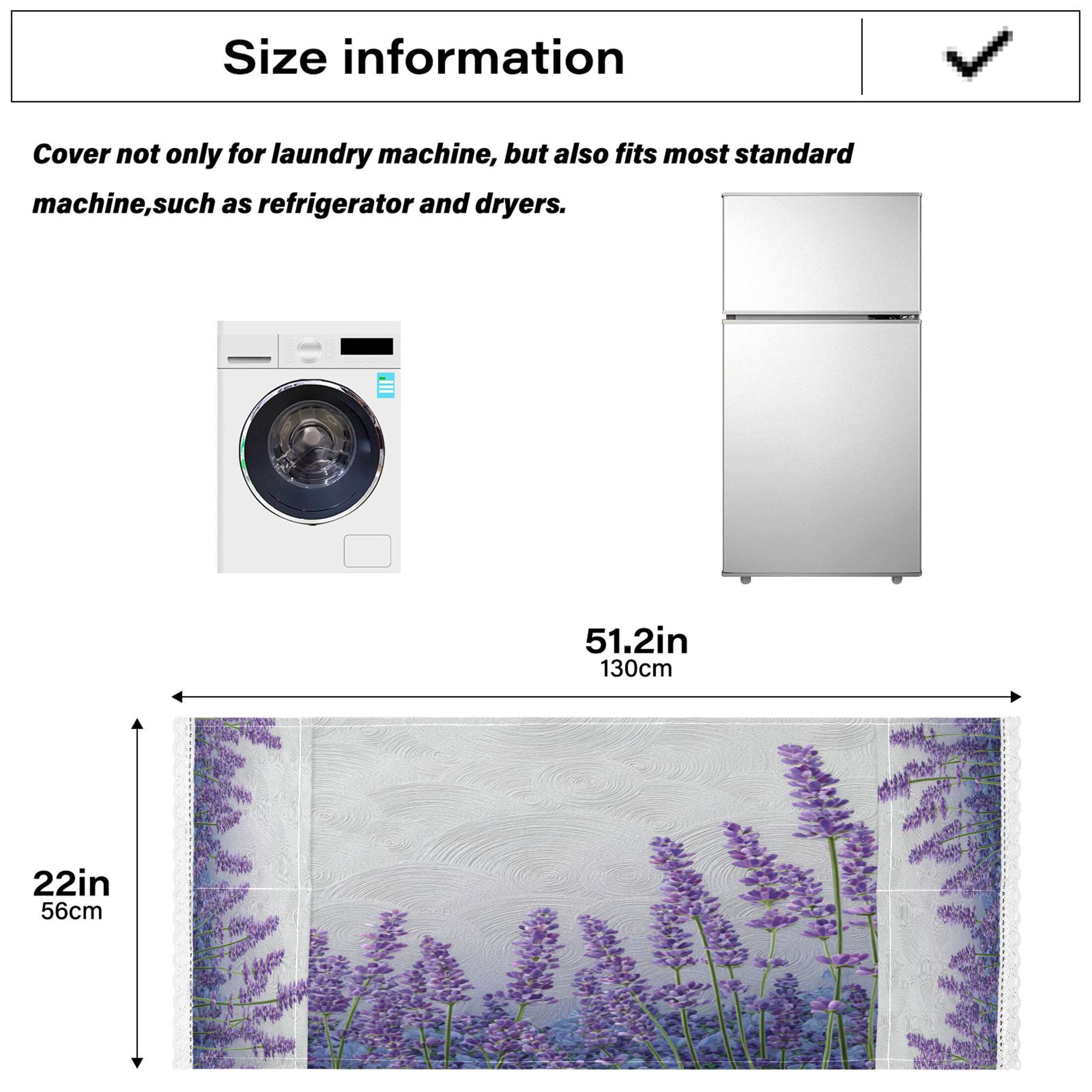 Wobogo Lavender Bushes Washing Machine Cover Dustproof Washer Dryer Cover Waterproof Laundry Room Decorative Protector