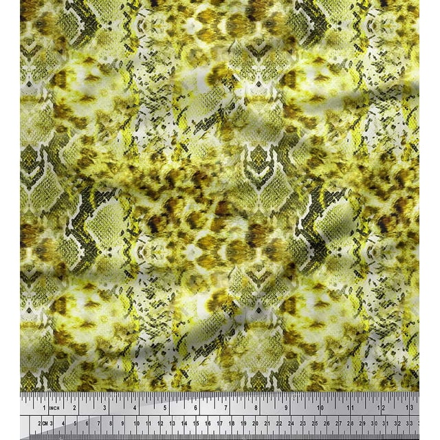Soimoi Green Velvet Fabric Leopard & Snake Animal Skin Print Fabric by Yard 58 Inch Wide