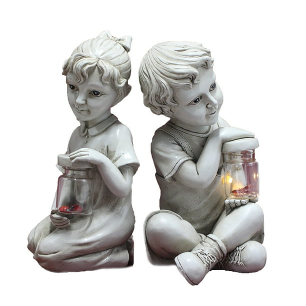 Estatuas solares de jardín para exteriores, estatua para niños y niñas, escultura decorativa para exteriores, decoración para jardín al aire libre
