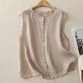 thumbnail image 2 of Gpaecead Gilet en Lin et Coton pour Femme Gilet en Lin Tendance Décontracté Cardigan Sans Manches, 2 of 9