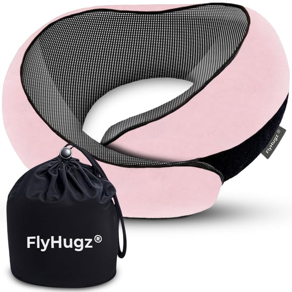 Almohada de viaje para el cuello FlyHugz de espuma viscoelástica para adultos y niños