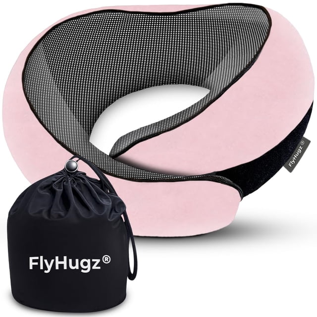 Almohada de viaje para el cuello FlyHugz de espuma viscoelástica para adultos y niños