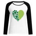 thumbnail image 7 of Penkiiy Trendy St. Patrick's Day Patchwork Tee for Women - Comfy 3-Tone Printed Long Sleeve Top S Black, 7 of 7