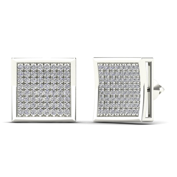 aaXia Men’s 14K White Gold 3/8ct TDW Diamond Square Stud Earrings