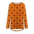 thumbnail image 5 of Odeerbi Halloween Vintage Graphic Shirts for Women Long Sleeve Retro Blouse Summer Fashion Casual Print Round Neck Loose T-shirt Tops Orange, 5 of 5