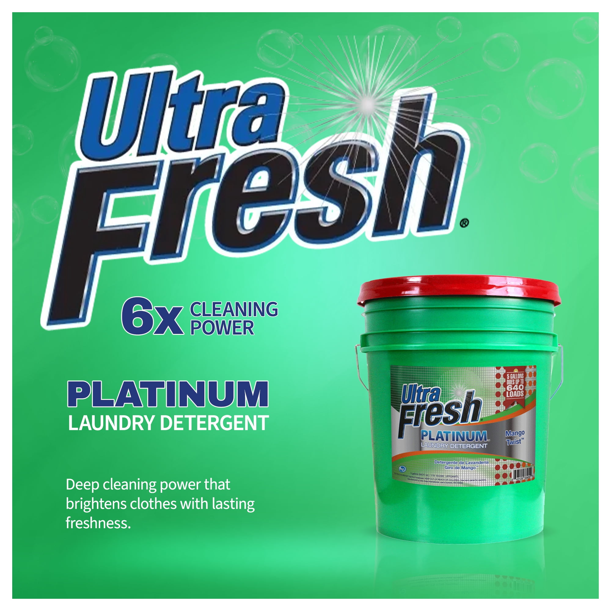 Ultra Fresh 3X Platinum Laundry Detergent, 640 Loads, Mango Twist, 5 Gal