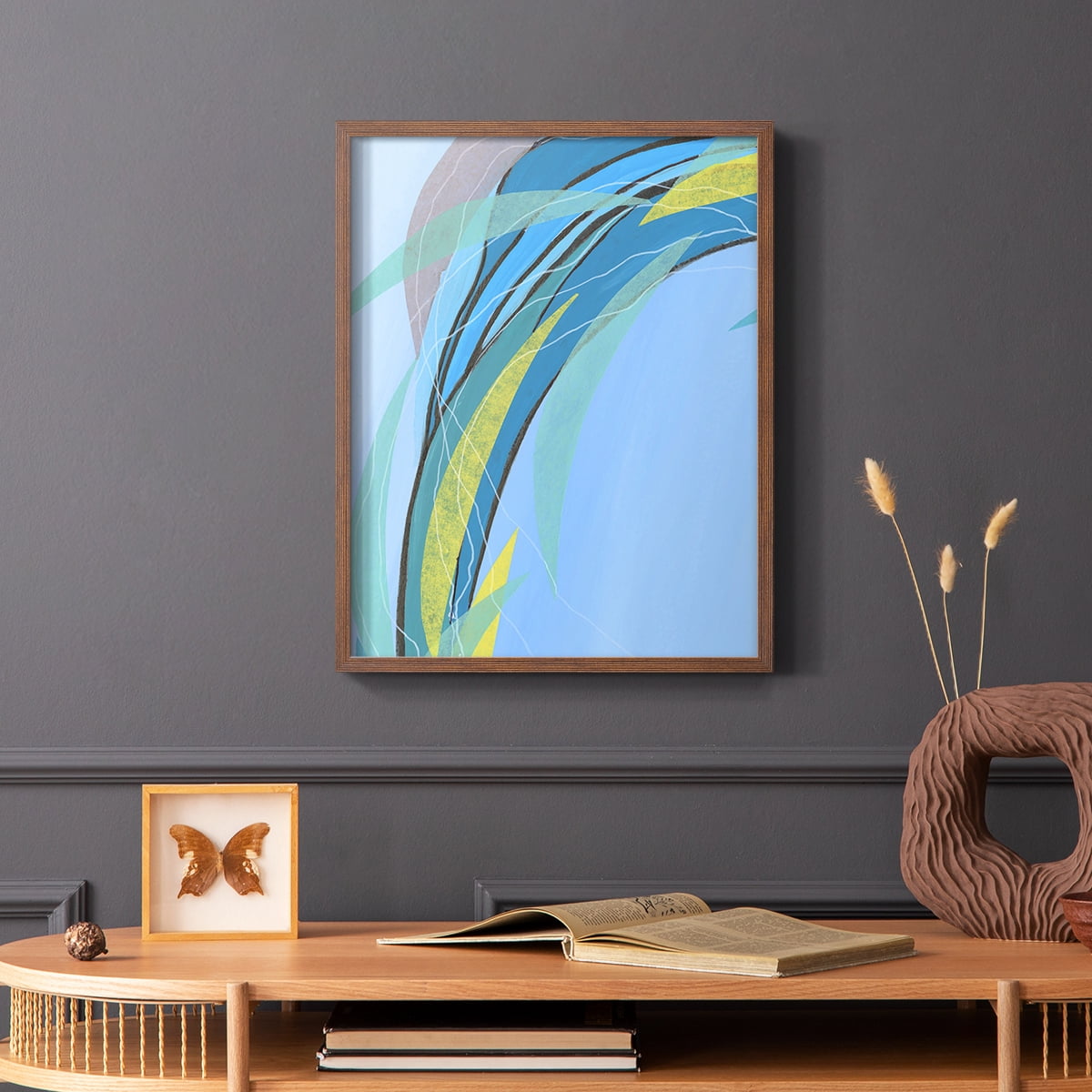 Circulating Flow III Framed Print in Brown Solid Wood Framed Print No Nail Hanging
