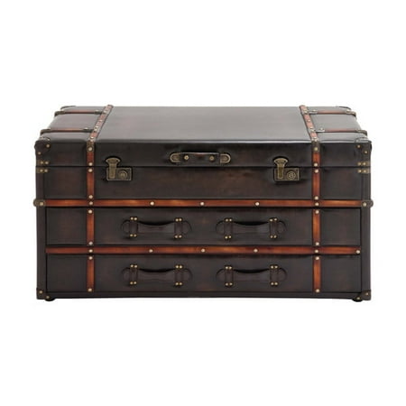 Woodland Imports Stunning Wood Leather Coffee Table Woodland Imports Stunning Wood Leather Coffee Table