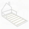 thumbnail image 6 of The White Twin Size Wood Floor Bed with a House-shaped Headboard for Fun Room Decor, 6 of 11