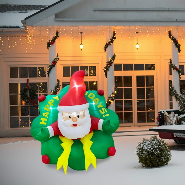 Inflable Navideño IMAR Corona 3D con Santa Claus Luz Led 1.50mts