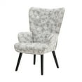 thumbnail image 4 of ARCTICSCORPION Living Room Accent Chair, Upholstered Armchair with Solid Wood Legs and Tufted Button Wingback, Modern Vanity Chair Leisure Chair for Office, Bedroom, Dorm, Gray Geometry, 4 of 7