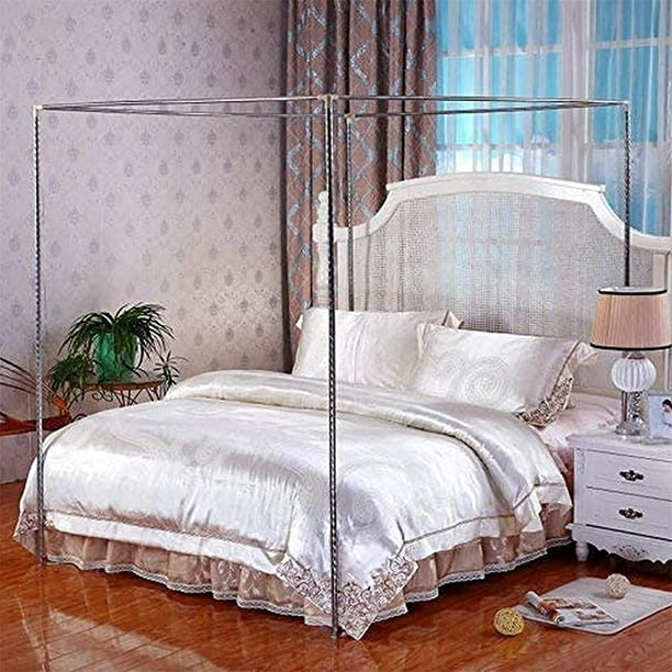 Mosquito Net Frame Stainless Steel Bed Tent Pole 4 Poster Corner