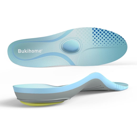 Bukihome Metatarsalgia Insoles with Metatarsal Pads - Morton's Neuroma Relief Inserts with Arch Support for Ball of Foot Pain, Plantar Fasciitis & Heel Spur Relief, Women 7-8 | Men 5-6, S