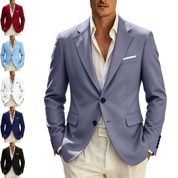 Danhjin Blazer Jackets for Men Lapel Button Down Business Casual Dress Suit Coats Office Work Formal Outwear