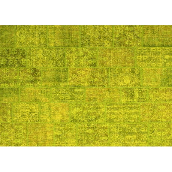 Ahgly Company Indoor Rectangle Patchwork Yellow Transitional Area Rugs, 7' x 10'