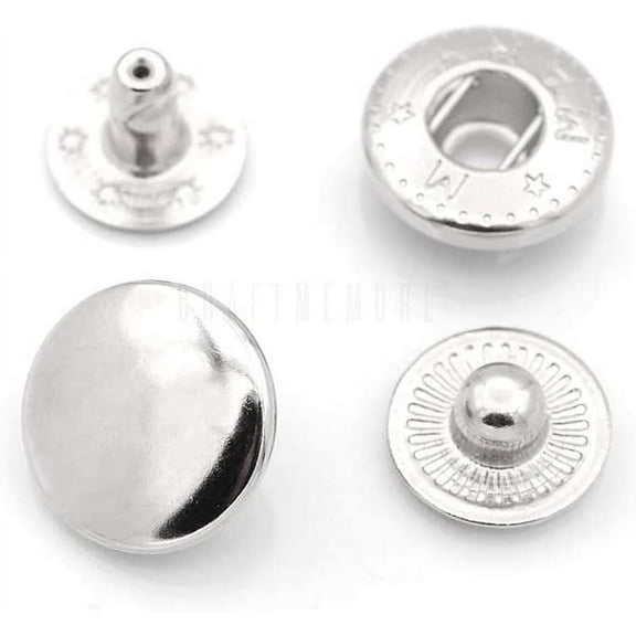 CRAFTME STUDIO 8 mm Silver Snap Buttons S-Spring Socket Popper Fasteners for Jacket, Bag and Canvas Closures, 50 Sets VT1