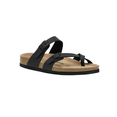

CUSHIONAIRE Women s Luna Cork Footbed Sandal with +Comfort
