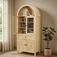 thumbnail image 3 of Aukfa Retro Wood Storage Cabinet, Arched Tall Kitchen Pantry with Bookshelf & Sideboard,Natural, 3 of 8
