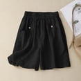 thumbnail image 4 of Endives Women's Linen Short High Waist Casual Shorts Summer Breathable Loose Fit Wide Leg Short Beach Shorts With Pockets Daily Wear, 4 of 6