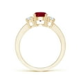 thumbnail image 2 of ANGARA Natural Classic Three Stone 1 ct Ruby and Diamond Ring in 14K Yellow Gold for Women (Size-6mm) | July Birthstone, Birthday, Anniversary, Jewelry Gift for Women | Natural Ruby Ring, 2 of 10