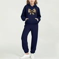thumbnail image 2 of Piuwrlz Kids Sweatsuits Sets 2pcs Girls Jogger Set Pocket Round Neck Sweats and Sweatpants Dark Blue Size 11 Years, 2 of 7