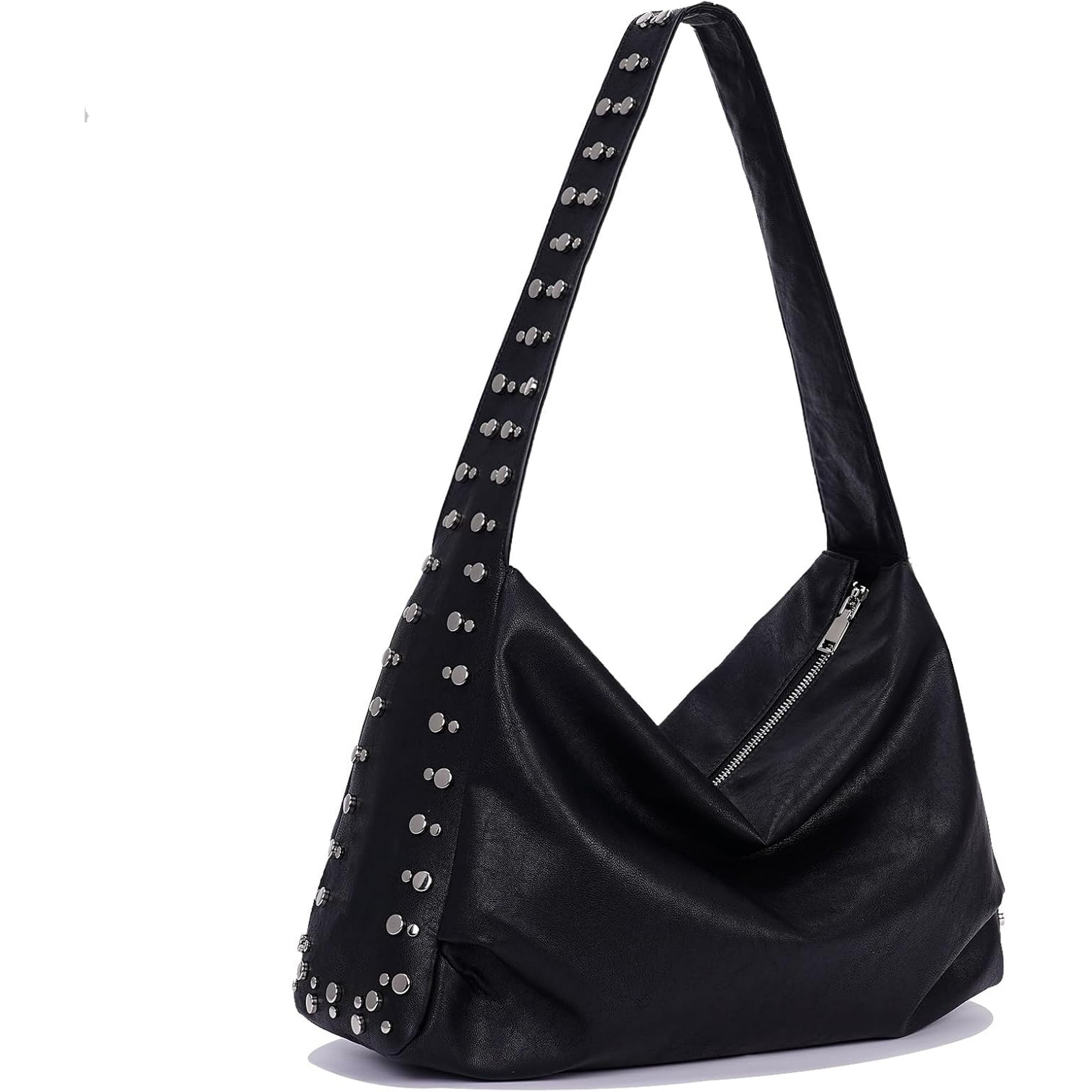 【Y2K】archive leather shoulder bag studs UTAH-Studded Hobo Bags for Women Black Shoulder Bag 90s Y2k