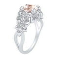 thumbnail image 2 of AFFY 1.16 Carat Round Shape Simulated Morganite & Natural Diamond Flower Engagament Ring 14K Solid White Gold Ring Size-6, 2 of 2