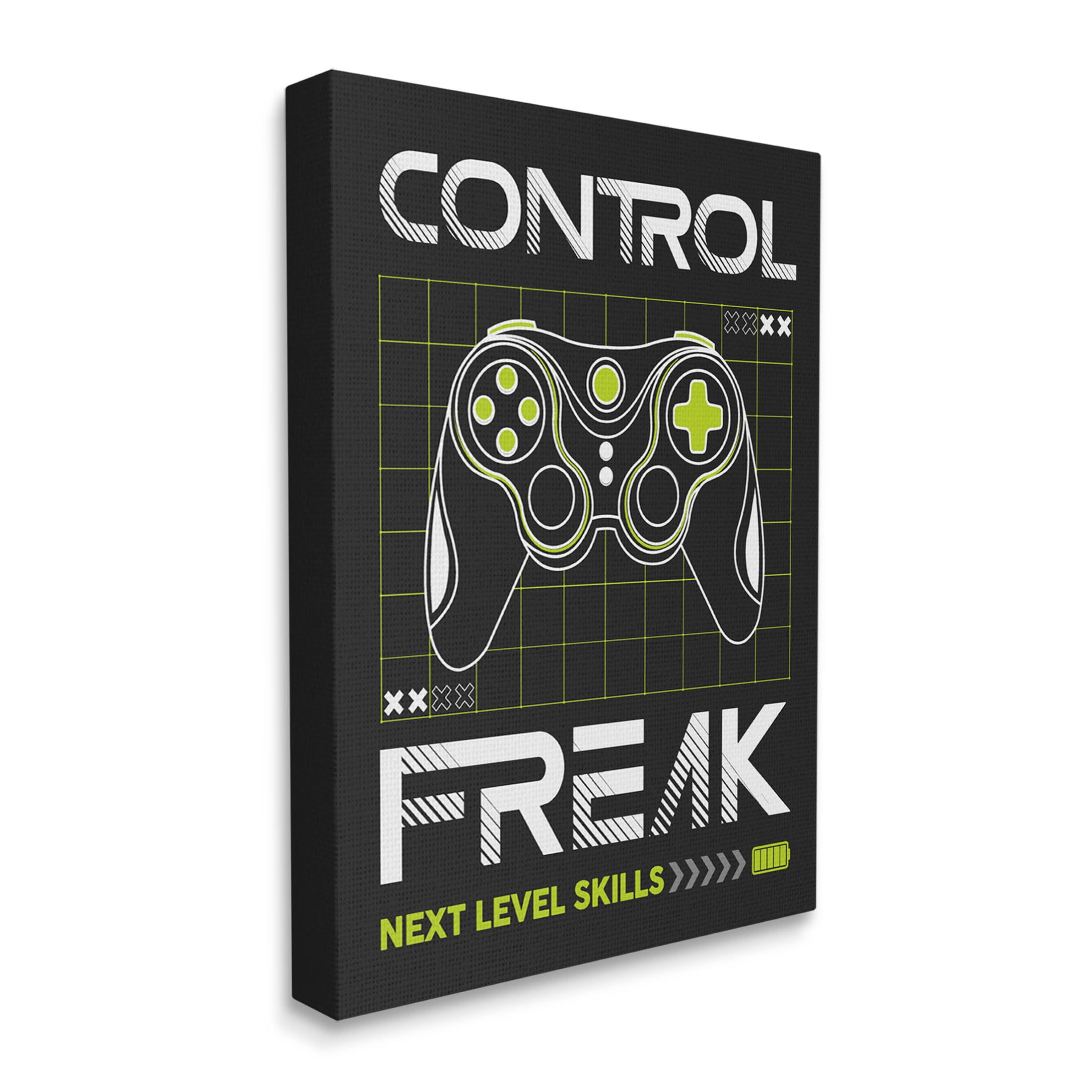 Control Freak Video Game Phrase Art for Kids Graphic Art Gallery Wrapped Canvas Print Wall Art