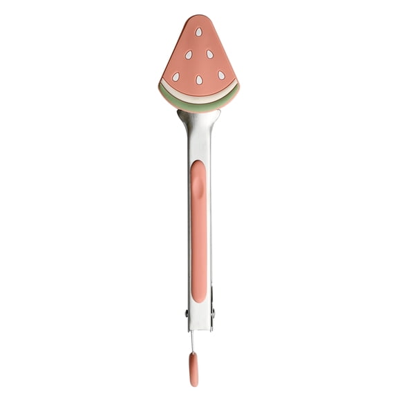 Cook With Color Mini Silicone Tongs, Stainless Steel Heat-Resistant Food Tongs for Appetizers, Watermelon