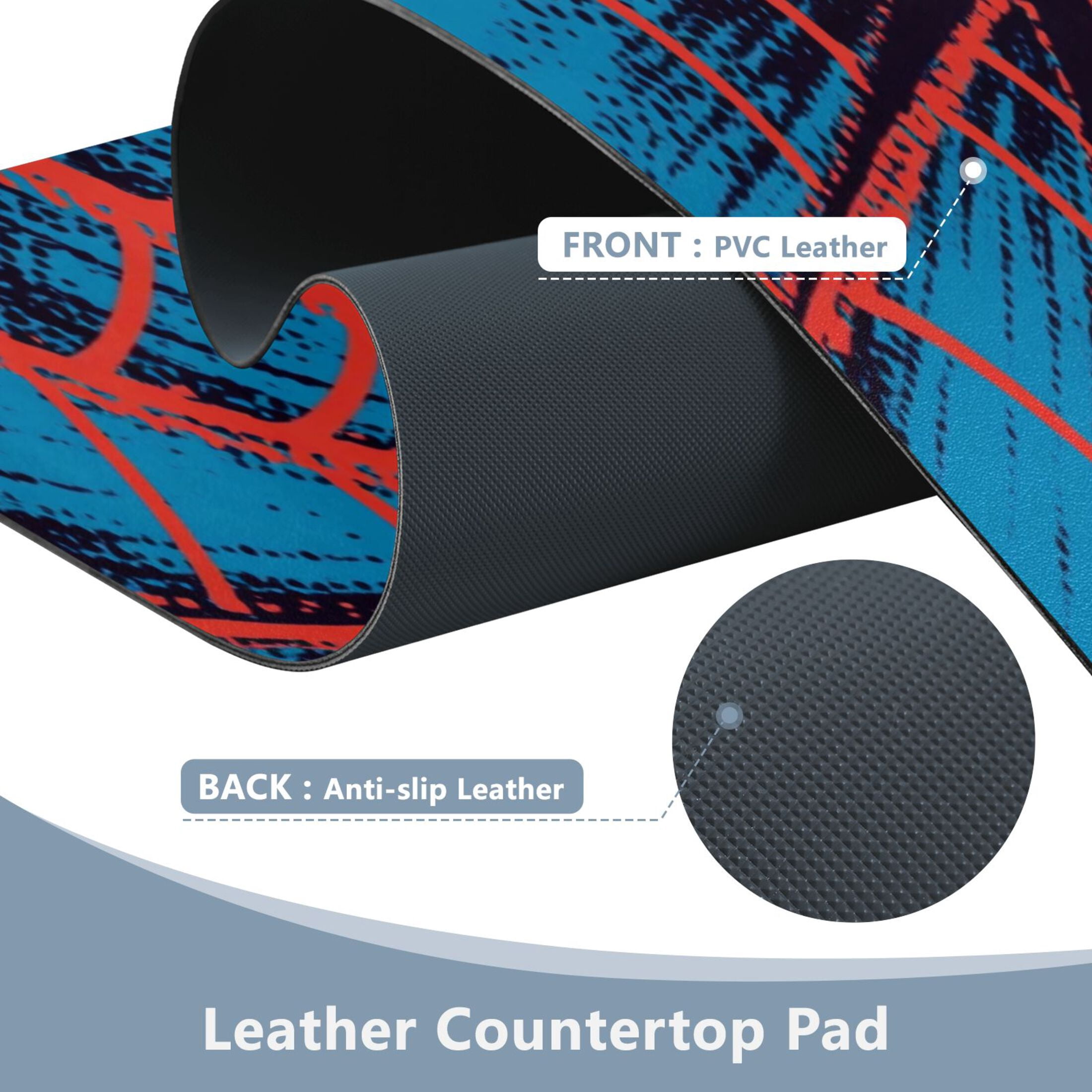Wobogo Red Spiderweb Gaming Mouse Pad Non-slip Leather Desk Mat Water Resist Keyboard Pad for Gamer Office 23.6×47.2in