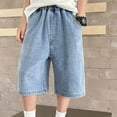 thumbnail image 4 of Gingham Shorts Toddler Boys Baggy Jorts Loose Wide Leg Ripped Jean Shorts Knee Length Elastic Waist Casual Kids Denim Shorts Size 10-12, 4 of 9
