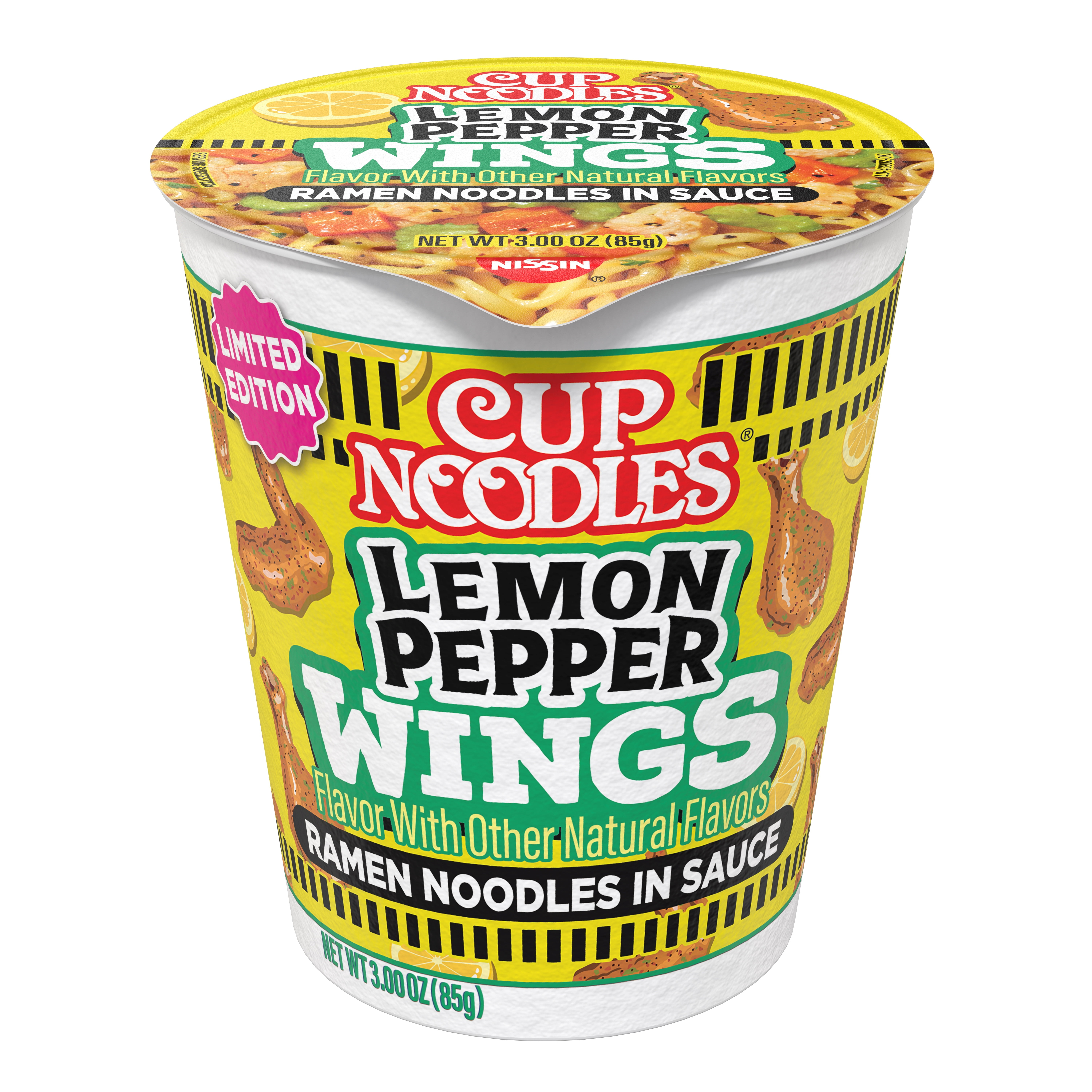 (6 pack) Nissin Cup Noodles Hot Wings Lemon Pepper Flavor, 3.0 oz Cup, Limited Edition
