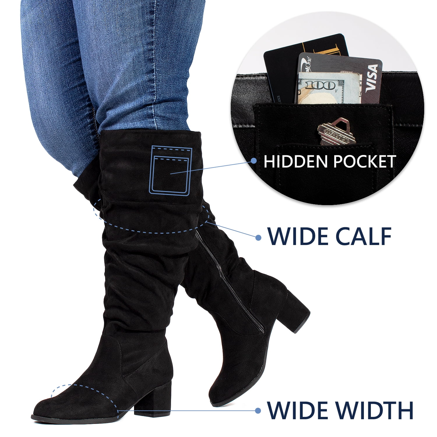 wide calf denim boots