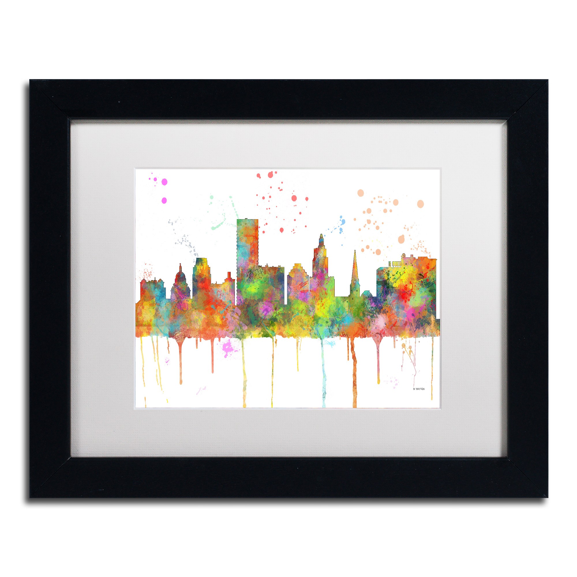 Trademark Fine Art "Providence RI Skyline Mclr-1" Canvas Art by Marlene Watson, White Matte, Black Frame