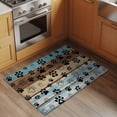 thumbnail image 2 of 2x3 Ft Entryway Area Rug, Cute Dog Claws Kitchen Rug Runner Washable Floor Mat, Farmhouse Blue Wooden Puppy Pawprints Non Slip Indoor Door Mat Throw Carpet for Bathroom Living Room Bedroom, 2 of 8