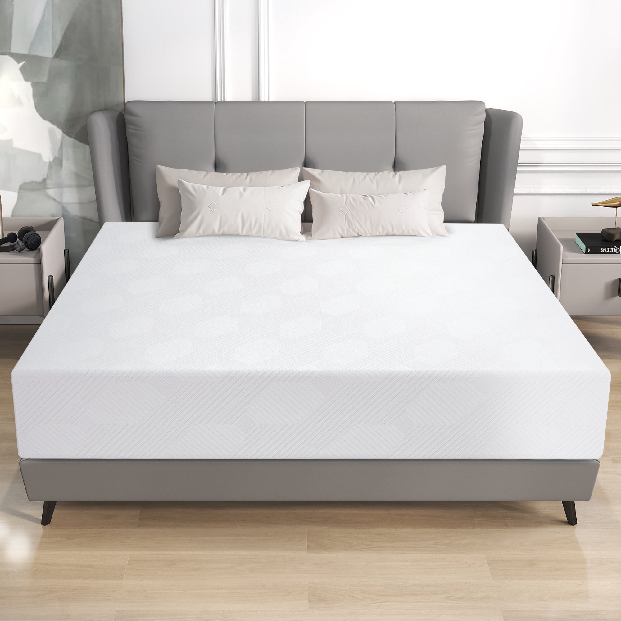 PORKISS 10in Cooling Gel Green Tea Memory Foam Mattress, Medium Firm, King