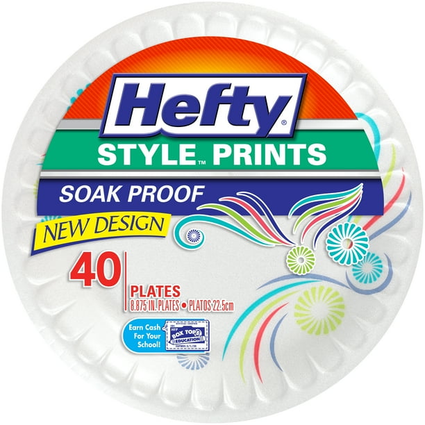 Hefty Style Prints Large Round Foam Party Plates, 40 Count Walmart