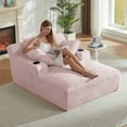 thumbnail image 2 of Aukfa Oversized Chaise Lounge Chair Indoor, 66" Boneless Sofa Couch with Cup Holders and 3Pillows for Living Room, Pink, 2 of 8