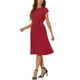 thumbnail image 4 of Vestido plisado de mujer Inspire Chic, cuello redondo, sin mangas, con cinturón en la cintura, vestido A-line, talla XS, rojo, 4 of 6