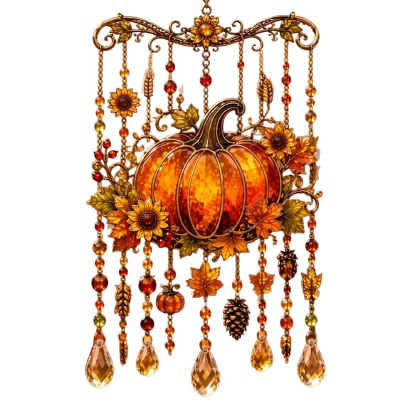 Painted Pumpkin Wind Chime, Seasonal Hanging Decorative Ornament For Home Patio Yard Garden Fall Holiday Decor