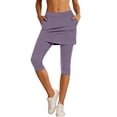 thumbnail image 3 of TGPMGRZ Skirted Leggings for Women Stretchy Breathable Workout Cropped Yoga Pants and Skirts with Pockets Purple Size L, 3 of 8