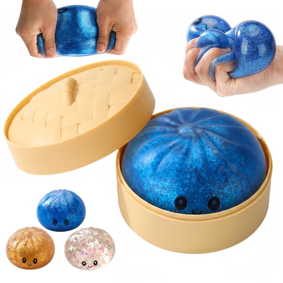 Glitter dumpling squishy mystery box, viral bao bun squeeze toy, colorful fidget for stress relief